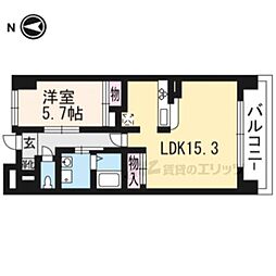サンモール西京極 1LDKの間取図画像