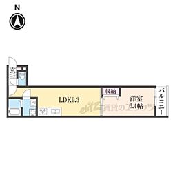 京都市下京区艮町アパート 1LDKの間取図画像