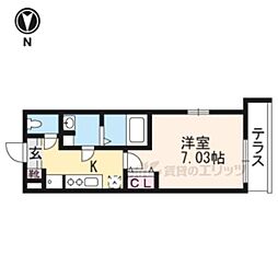 アクエルド京大北 1Kの間取図画像