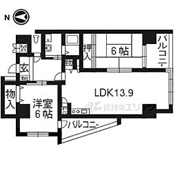 エクセレア花屋町 2LDKの間取図画像
