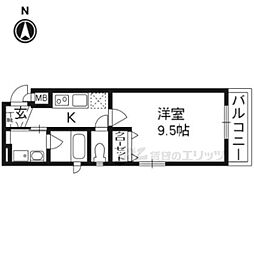 ベラジオ京都東山2 1Kの間取図画像