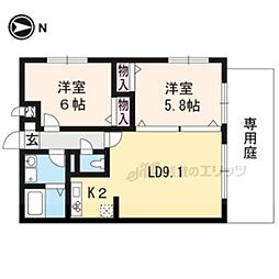 ラッフィナート 2LDKの間取図画像