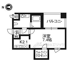 アクロス京都西大路 1Kの間取図画像