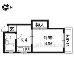 カマラードふじ 1Kの間取図画像