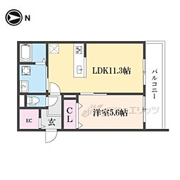 ForestMaison京都北山 WEST 1LDKの間取図画像