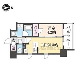 エステムコート京都ステーション2 1LDKの間取図画像