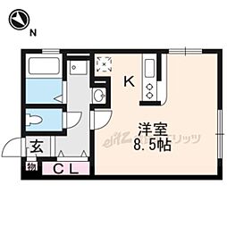 リビエール高野 1Kの間取図画像
