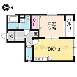 KMC鴨川仁王門 1DKの間取図画像