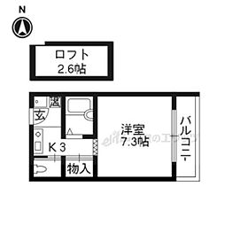 グランツ62 1Kの間取図画像