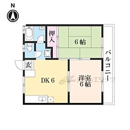 京阪石山坂本線 穴太駅 徒歩10分の賃貸アパート 2階2DKの間取り