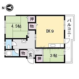 第2辻ハイツ 2LDKの間取図画像