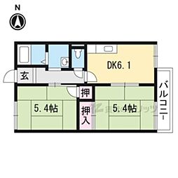 クワトルセゾン 2DKの間取図画像