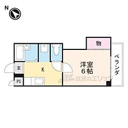 ヴィラ・コート貴生川 1Kの間取図画像
