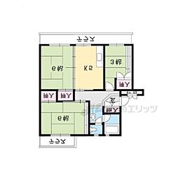 びわ湖美空団地24号棟 1階3DKの間取り