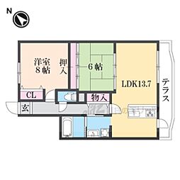 ガーデンハウス石山寺 2LDKの間取図画像