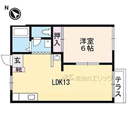 ハイツ岡田 1LDKの間取図画像