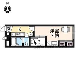 レオパレス八風 1Kの間取図画像