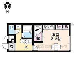 レオパレスシャルマンゾーン照杉 1Kの間取図画像