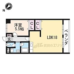 アメニティ貴生川 1LDKの間取図画像