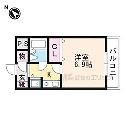 リバーサイドマンション 1Kの間取図画像