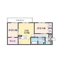 草津市野村5丁目アパート 2LDKの間取図画像