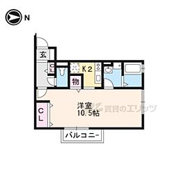 ベルコート木ノ座 1Kの間取図画像