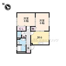 グランカイト 2DKの間取図画像