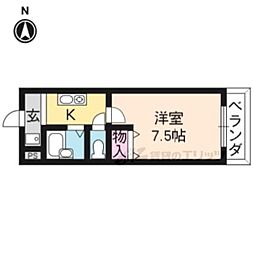 アルカディア堂山 1Kの間取図画像