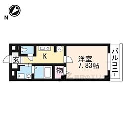 カルムアビタシオン大将軍2 1Kの間取図画像