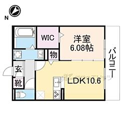 レジデンスコート栗東 1LDKの間取図画像