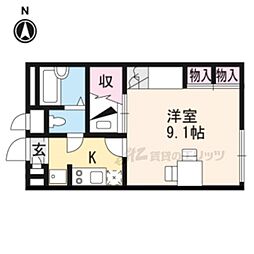 レオパレスISHIDUMI 1Kの間取図画像