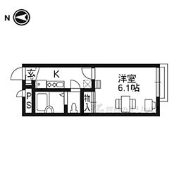 レオパレスすみれ 1Kの間取図画像