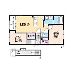 (仮)草津市川原2丁目アパート 2LDKの間取図画像