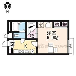 レオパレス瀬田川 1Kの間取図画像