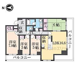 メゾンドール瀬田・公園都市1番館 4LDKの間取図画像