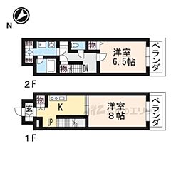 KDXレジデンス南草津 2Kの間取図画像