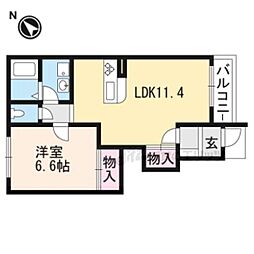 グレースほしかA 1LDKの間取図画像