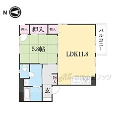 コーポオルレアンB 1LDKの間取図画像