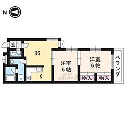 シャルル大津 2DKの間取図画像
