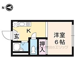 安土ハイツ 1Kの間取図画像