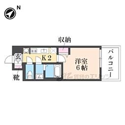 プレサンス大津京町BELLERIVA 1Kの間取図画像