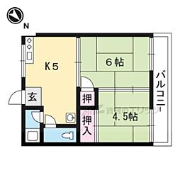 ハイツ勝部 2DKの間取図画像