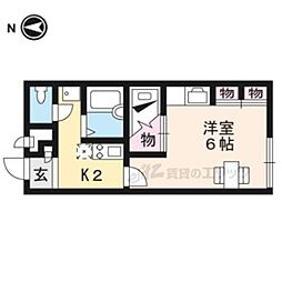 レオパレスレークサイド岡本2 1Kの間取図画像