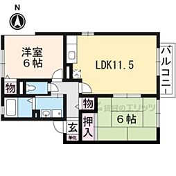 ラ・グージュB 2LDKの間取図画像
