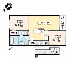 ベルカレント2 2LDKの間取図画像
