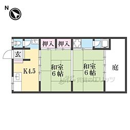 ヤマキハイツ 2DKの間取図画像