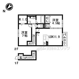 コンフォルタB 2LDKの間取図画像