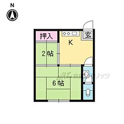 山鳩荘 2Kの間取図画像