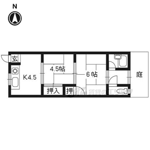 桂ノ宮荘 1F02｜京都府京都市西京区桂久方町(賃貸アパート2DK・1階・28.00㎡)の写真 その2