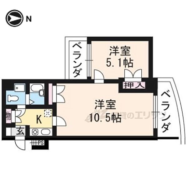 京都府京都市右京区太秦桂木町(賃貸マンション2K・2階・37.50㎡)の写真 その2